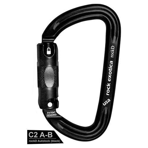 rockD Auto-Lock D型三段下拉鎖勾環 黑色