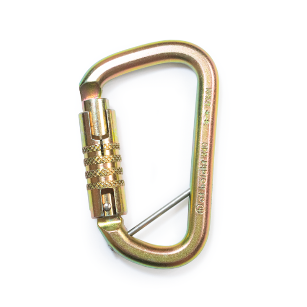 At Height uk 鋼製D形自動鎖鉤環 防翻轉 Standard D-shape triple action with captive pin 50kN